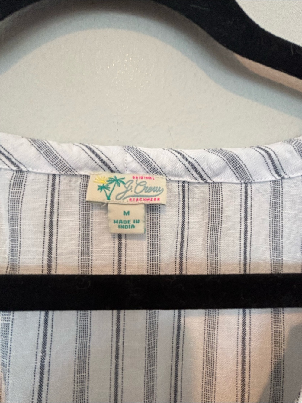 J. Crew White Tunic with Navy Pinstripes - Picture 3 of 4